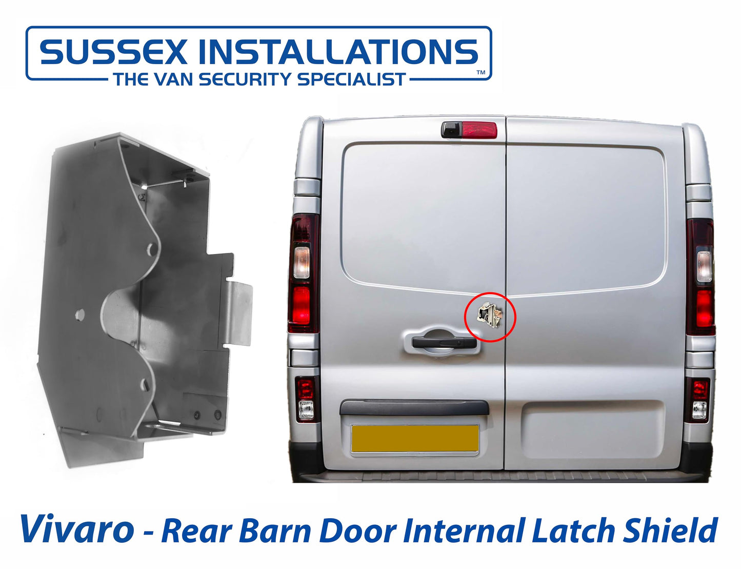 Sussex Installations VRNF5-RB-INT-001 Internal security shield compatible with VAUXHALL VIVARO, RENAULT TRAFIC, NISSAN NV300, NISSAN PRIMASTAR, FIAT TALENTO van - rear barn door.