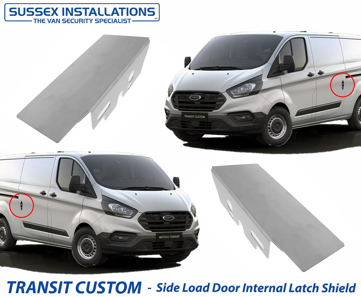 Sussex Installations FOR3-NSL&OSL-INT-003 Internal security shield set compatible with Ford Transit Custom (2013-2023) van - twin side loading doors.