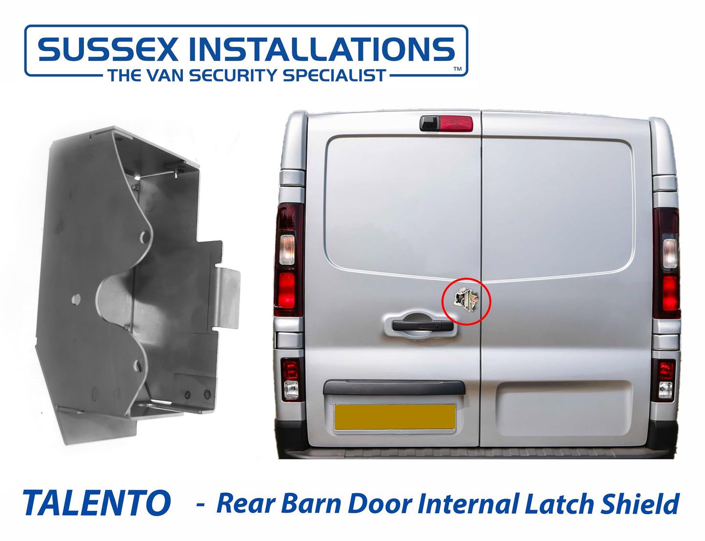 Sussex Installations VRNF5-RB-INT-001 Internal security shield compatible with VAUXHALL VIVARO, RENAULT TRAFIC, NISSAN NV300, NISSAN PRIMASTAR, FIAT TALENTO van - rear barn door.