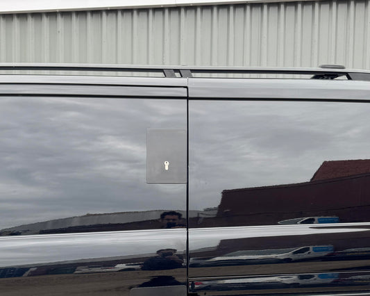 Sussex Installations FOR3-OSL-EXT-901 Matte black Escutcheon Repair/security shield for the Ford Custom (2013>2023) van -right side/offside loading door deadlock.