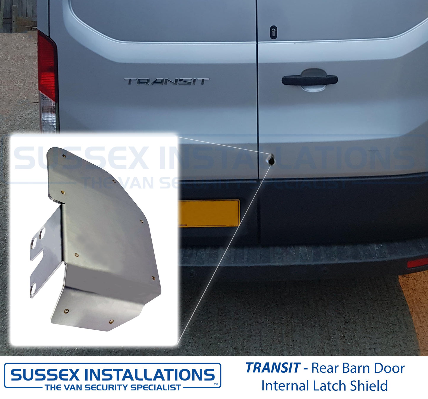 Sussex Installations FOR2-RB-INT-001 Internal security shield compatible with Ford Transit MK8 (2014-Onwards) van - rear barn door.
