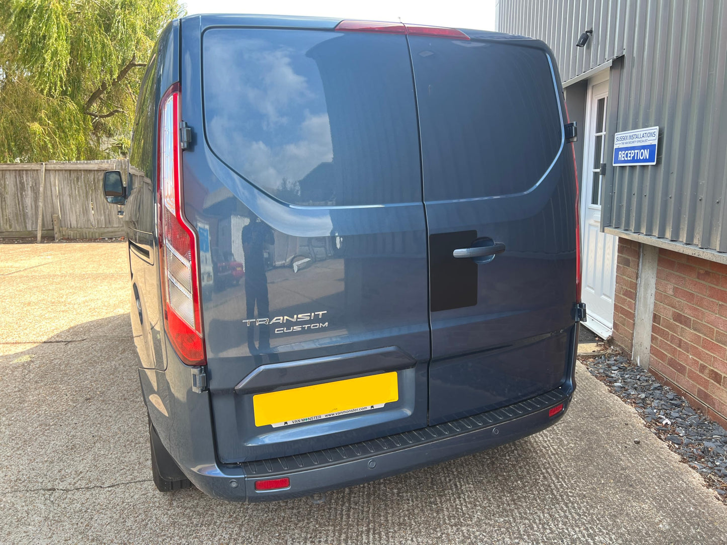 Sussex Installations FOR3-RB-EXT-002 Large Matte black Repair/security shield compatible with Ford Custom (2013-2023) van - rear barn door.